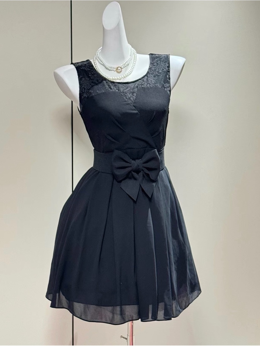 Vero Moda Black Lace Bow Dress – Coquette Mini Dress XS/S